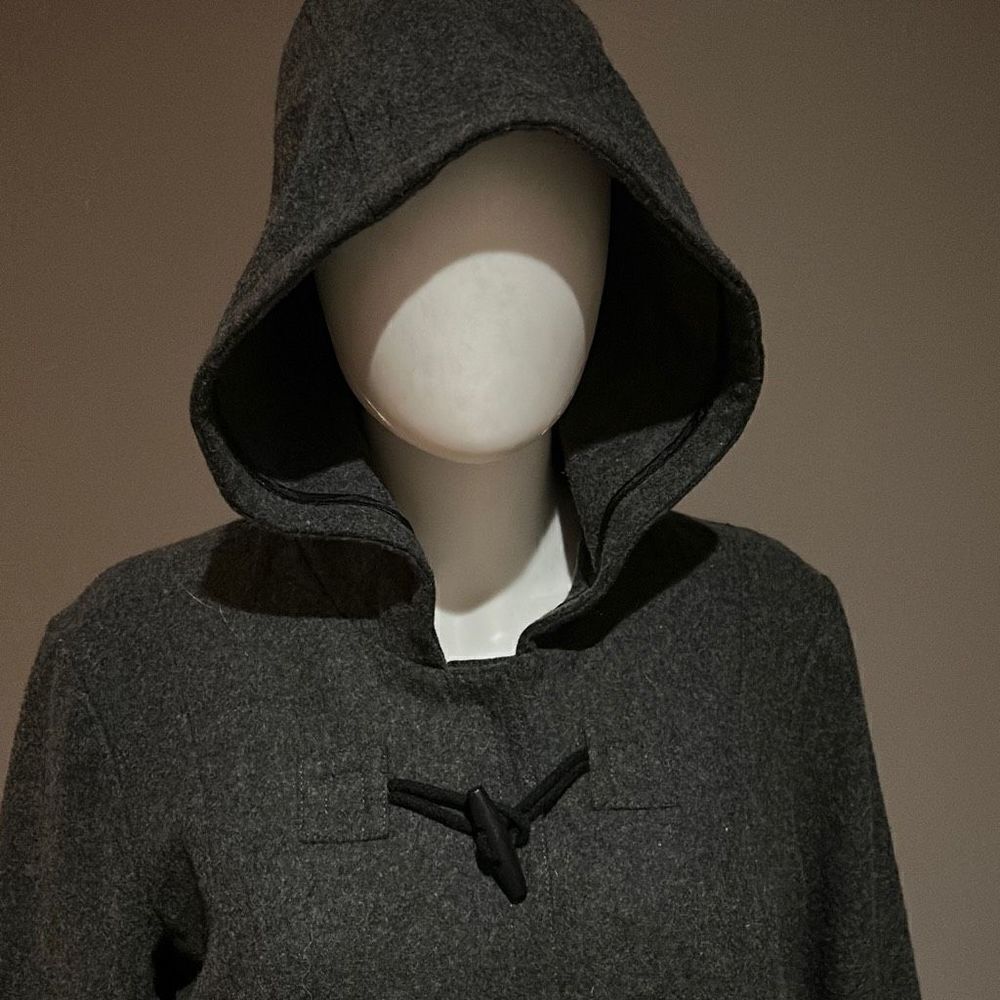 Motherhood Charcoal Grey Wool Coat Lg With Hood